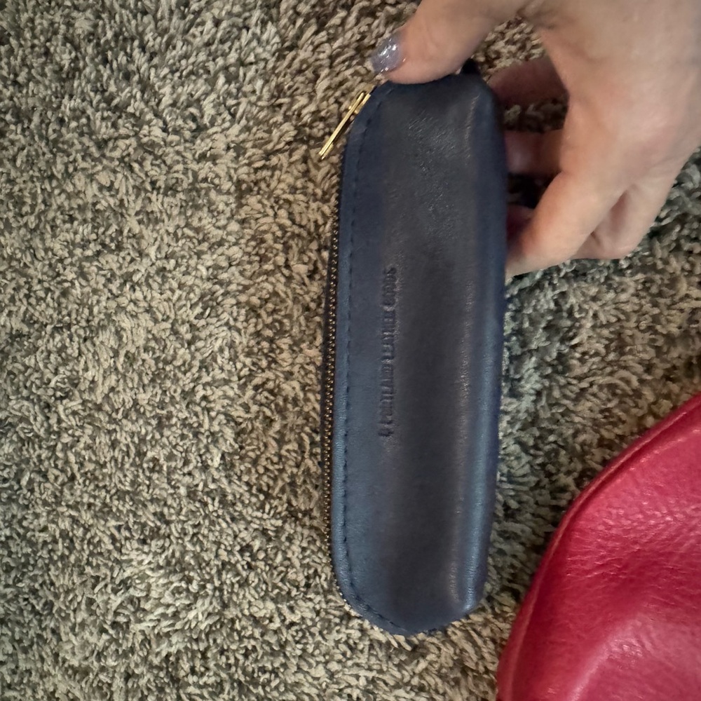 Blue Leather Pencil Case